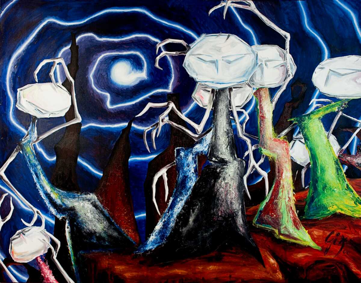 baile de magos - pintura al óleo de Giuliano Montisci